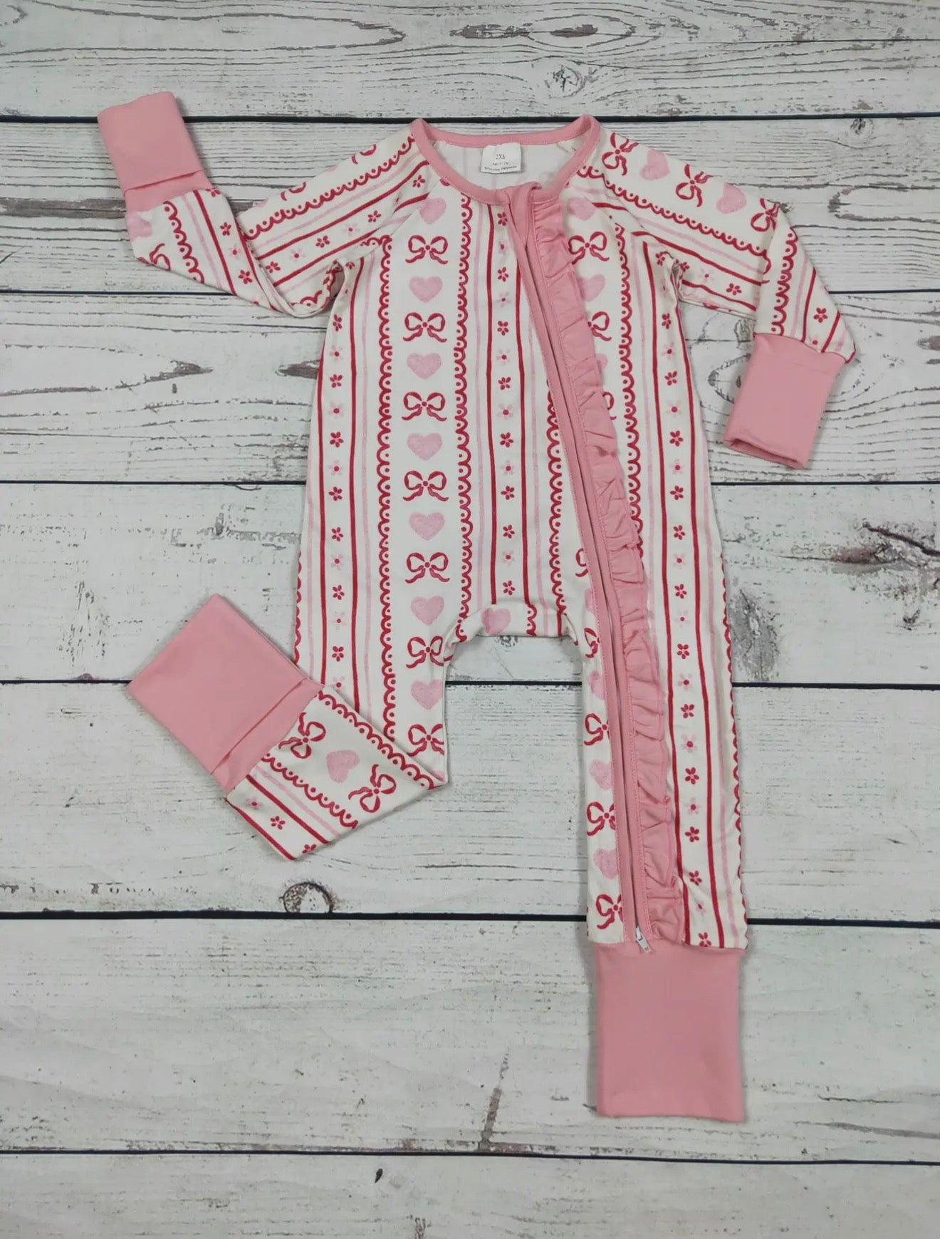 Bow Print Ruffles Sleeper Outie