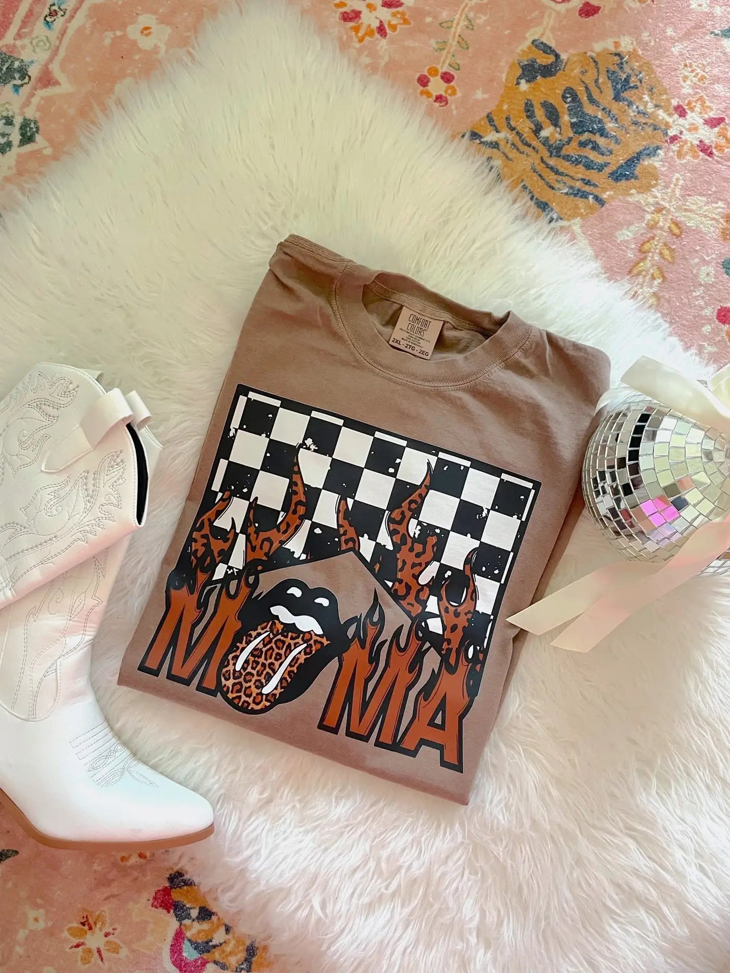 Checkered Tongue Mama Tee