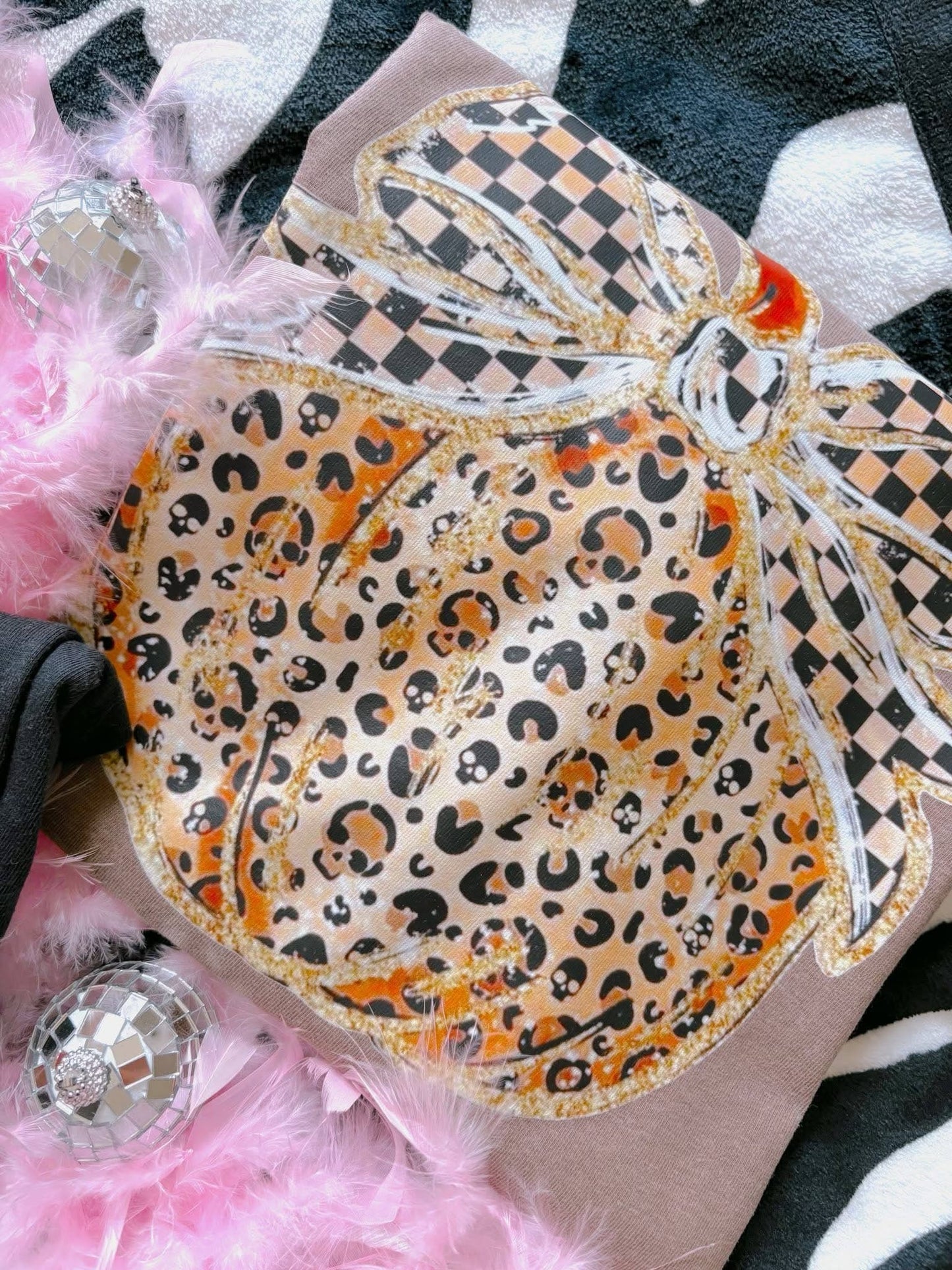 Leopard Glitter Pumpkin Tee