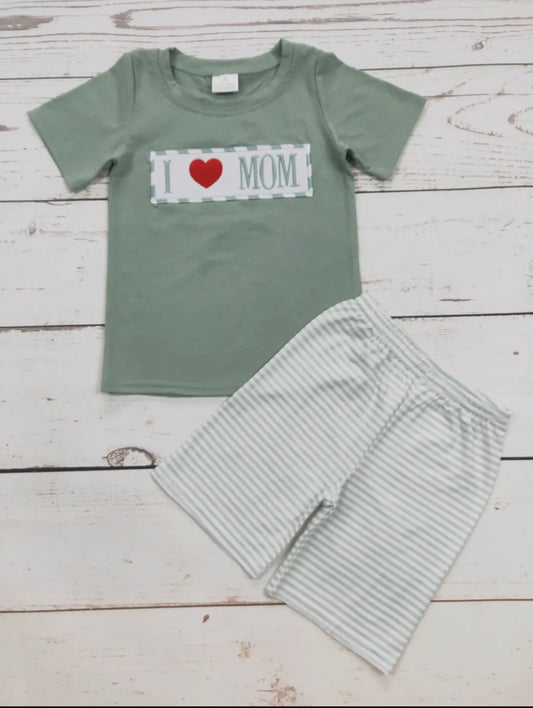 Lil gents I ❤️ MOM short sleeve set ￼